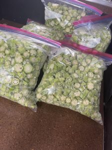 ziplock bags filled with cut okra