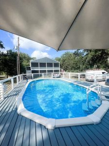 above ground pool with deck