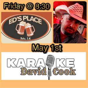 Karaoke informational flyer with a picture of David Cook and Ed's Place logo