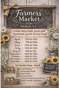 Farmer's Market flyer with dates and vintage design