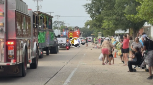 Spectators gathered near parade route