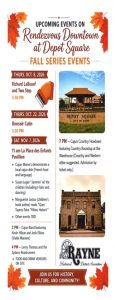 Informational flyer about live music series in Rayne, Louisiana