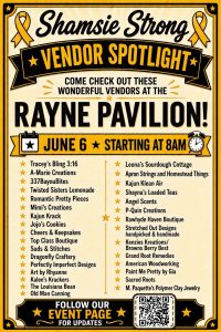 List of vendors participating in upcoming flea market style fundraiser