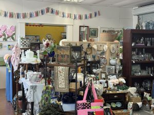 Store display of eclectic vintage boutique