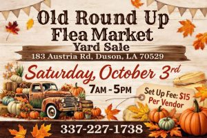 Informational flyer about flea market yard sale