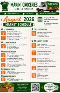 Flyer for dates and locations of mobile grocery market