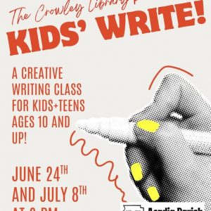 hand with yellow fingernail polish writing squiggly lines with event information on flyer