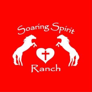 Soaring Spirit Ranch logo with horses and heart with a cross